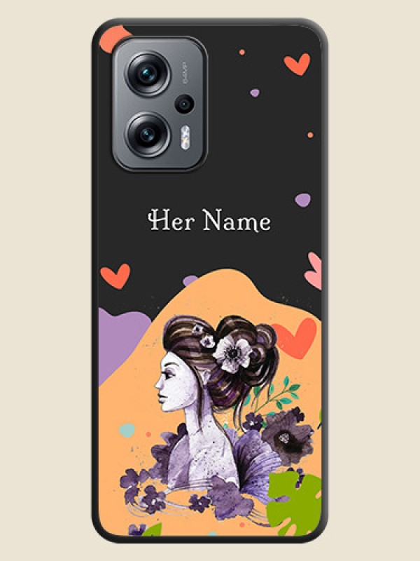 Custom Namecase For Her With Fancy Lady Image On Space Black Personalized Soft Matte Phone Covers -Xiaomi Redmi K50I 5G - alternate view