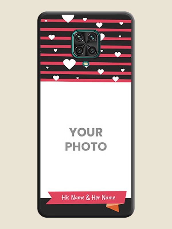 Custom White Color Love Symbols with Pink Lines Pattern on Space Black Custom Soft Matte Phone Cases - Redmi Note 10 Lite - alternate view