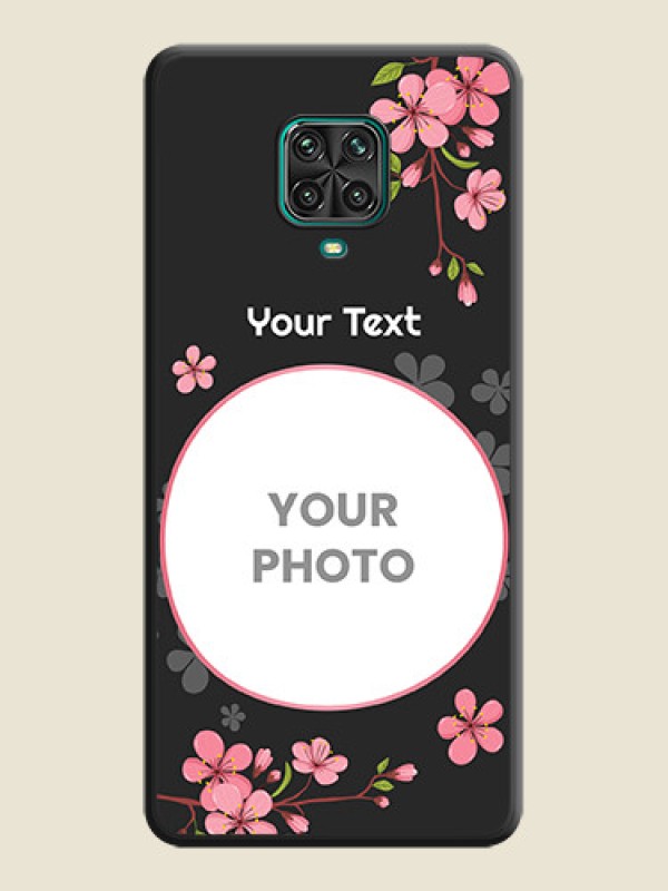 Custom Round Image with Pink Color Floral Design on Photo on Space Black Soft Matte Back Cover - Redmi Note 10 Lite - alternate view