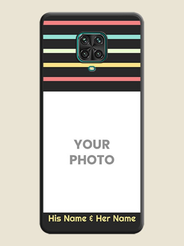 Custom Color Stripes with Photo and Text on Photo on Space Black Soft Matte Mobile Case - Redmi Note 10 Lite - alternate view