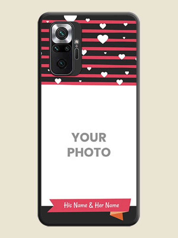 Custom White Color Love Symbols with Pink Lines Pattern on Space Black Custom Soft Matte Phone Cases - Redmi Note 10 Pro Max - alternate view