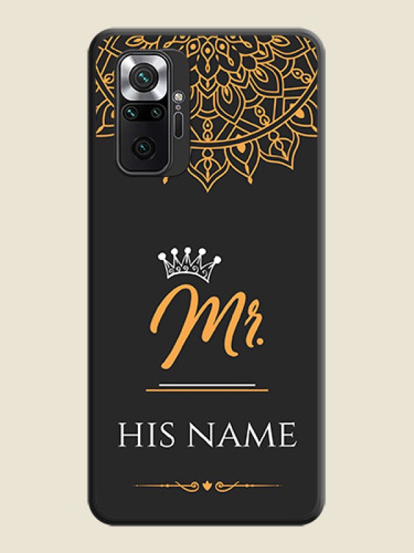 Custom Mr Name with Floral Design  on Personalised Space Black Soft Matte Cases - Redmi Note 10 Pro Max - alternate view