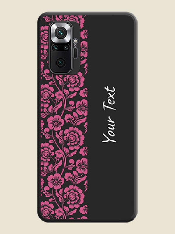 Custom Pink Floral Pattern Design With Custom Text On Space Black Personalized Soft Matte Phone Covers -Xiaomi Redmi Note 10 Pro Max - alternate view
