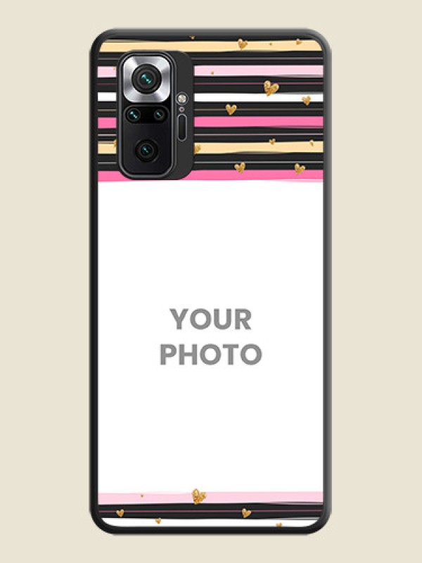 Custom Multicolor Lines and Golden Love Symbols Design on Photo on Space Black Soft Matte Mobile Cover - Redmi Note 10 Pro - alternate view