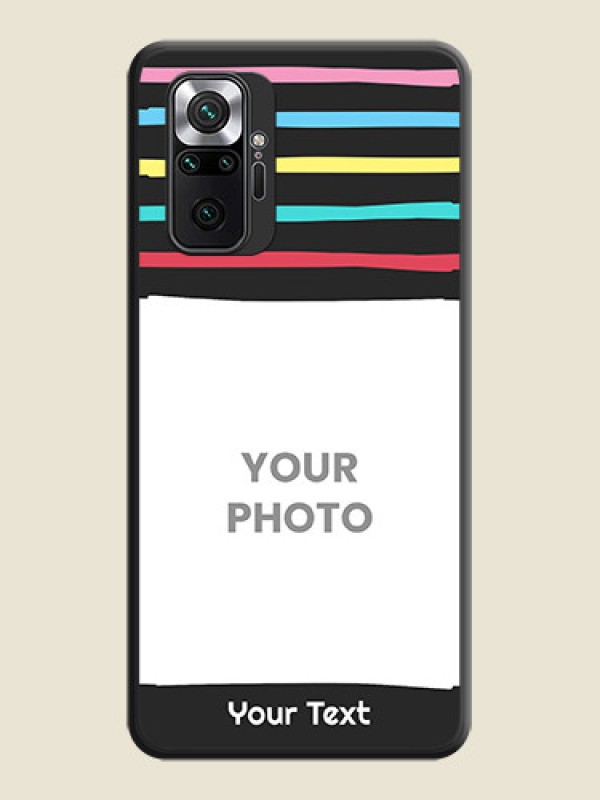 Custom Multicolor Lines with Image on Space Black Personalized Soft Matte Phone Covers - Redmi Note 10 Pro - alternate view