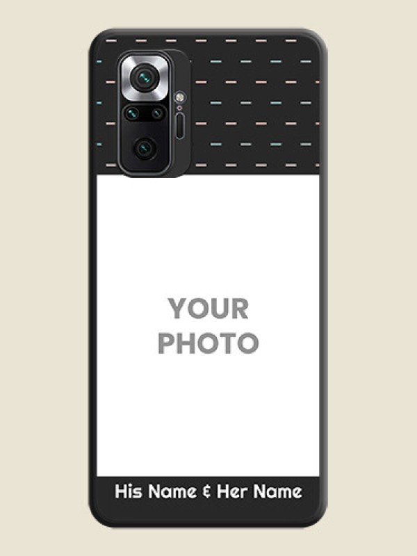 Custom Line Pattern Design with Text on Space Black Custom Soft Matte Phone Back Cover - Redmi Note 10 Pro - alternate view