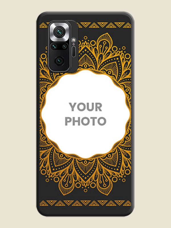 Custom Round Image with Floral Design on Photo on Space Black Soft Matte Mobile Cover - Redmi Note 10 Pro - alternate view