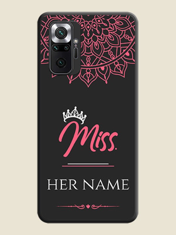 Custom Mrs Name with Floral Design on Space Black Personalized Soft Matte Phone Covers - Redmi Note 10 Pro - alternate view