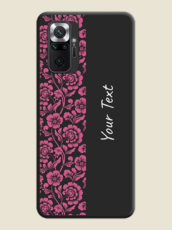 Custom Pink Floral Pattern Design With Custom Text On Space Black Personalized Soft Matte Phone Covers -Xiaomi Redmi Note 10 Pro - alternate view