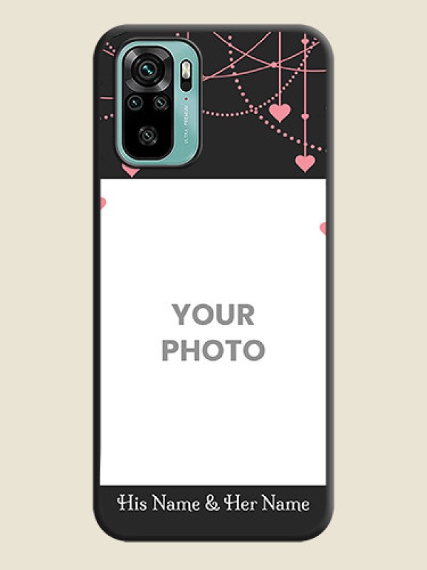 Custom Pink Love Hangings with Text on Space Black Custom Soft Matte Back Cover - Redmi Note 10 - alternate view