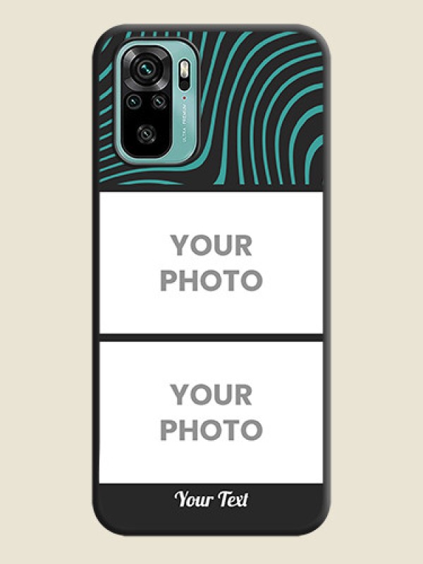Custom Wave Pattern with 2 Image Holder on Space Black Personalized Soft Matte Phone Covers - Redmi Note 10 - alternate view