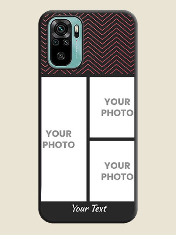Custom Wave Pattern with 3 Image Holder on Space Black Custom Soft Matte Back Cover - Redmi Note 10 - alternate view