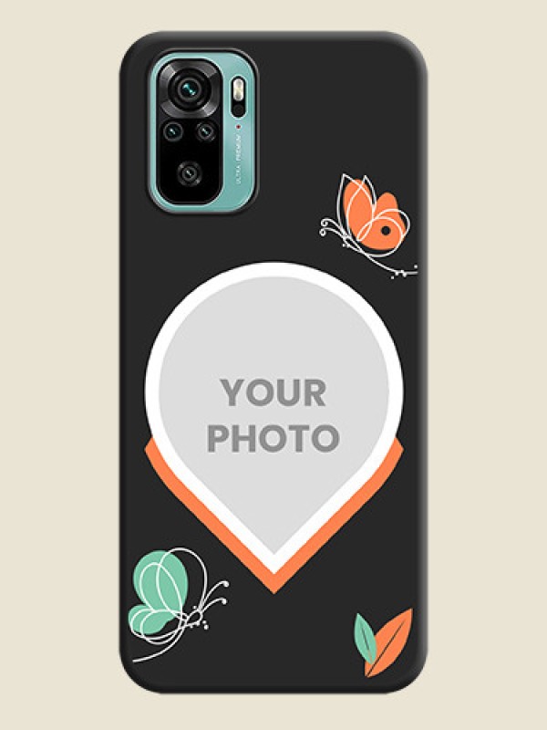Custom Upload Pic With Simple Butterly Design On Space Black Personalized Soft Matte Phone Covers -Xiaomi Redmi Note 10 - alternate view