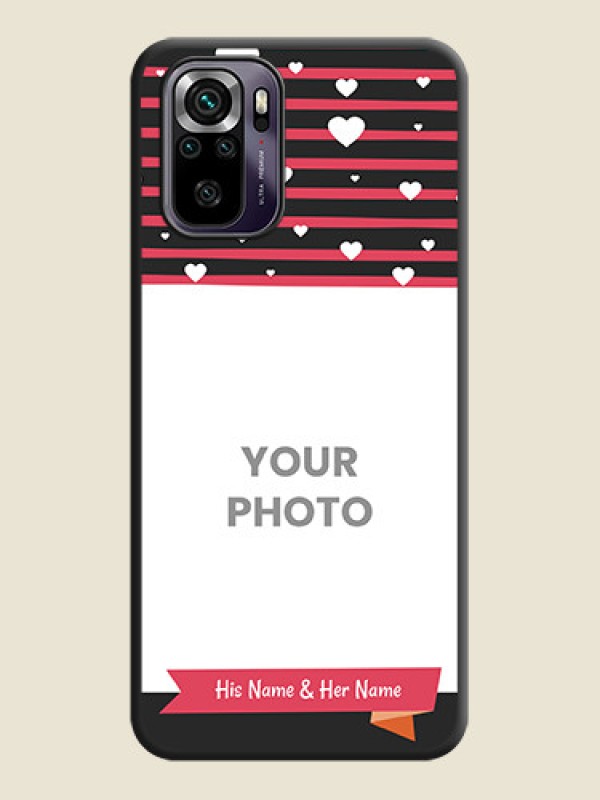 Custom White Color Love Symbols with Pink Lines Pattern on Space Black Custom Soft Matte Phone Cases - Redmi Note 10s - alternate view