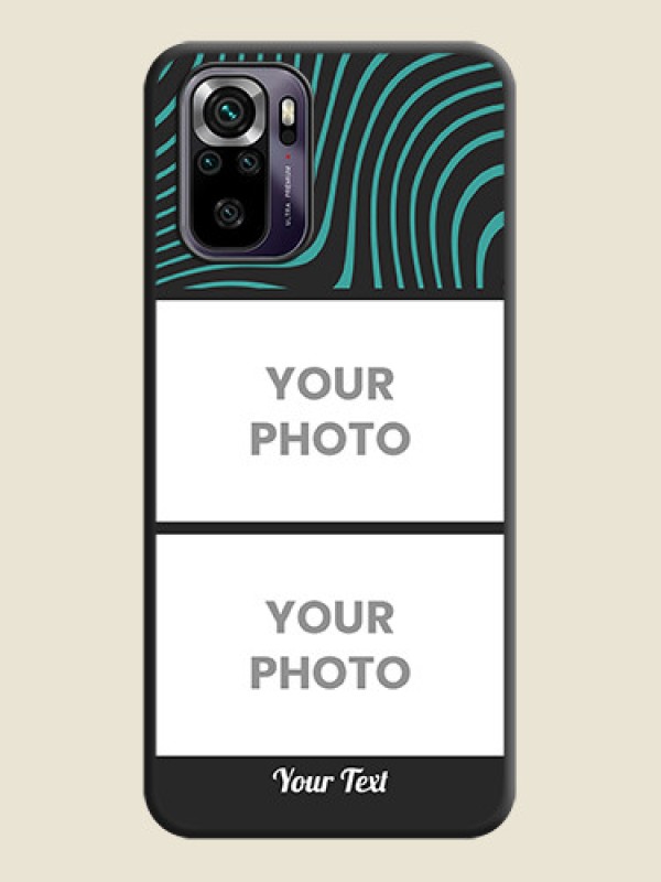 Custom Wave Pattern with 2 Image Holder on Space Black Personalized Soft Matte Phone Covers - Redmi Note 10s - alternate view