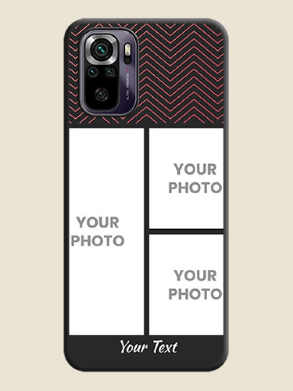 Custom Wave Pattern with 3 Image Holder on Space Black Custom Soft Matte Back Cover - Redmi Note 10s - alternate view