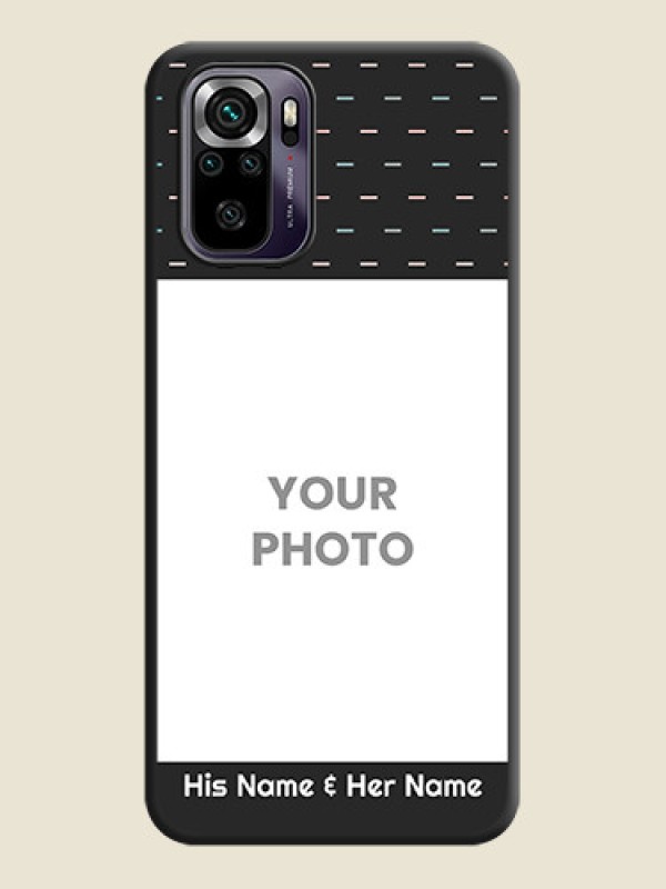 Custom Line Pattern Design with Text on Space Black Custom Soft Matte Phone Back Cover - Redmi Note 10s - alternate view
