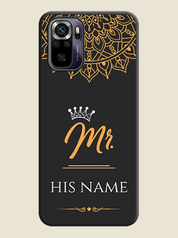 Custom Mr Name with Floral Design  on Personalised Space Black Soft Matte Cases - Redmi Note 10s - alternate view