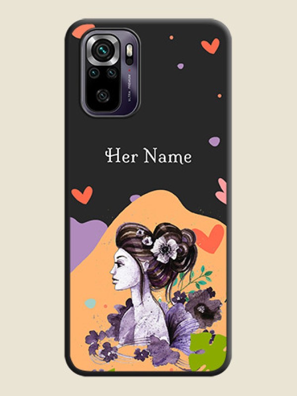 Custom Namecase For Her With Fancy Lady Image On Space Black Personalized Soft Matte Phone Covers -Xiaomi Redmi Note 10S - alternate view