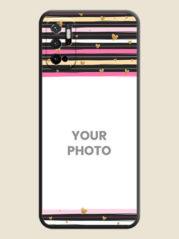 Custom Multicolor Lines and Golden Love Symbols Design on Photo on Space Black Soft Matte Mobile Cover - Redmi Note 10T 5G - alternate view