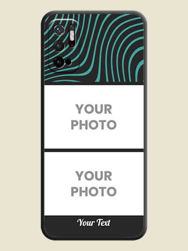 Custom Wave Pattern with 2 Image Holder on Space Black Personalized Soft Matte Phone Covers - Redmi Note 10T 5G - alternate view