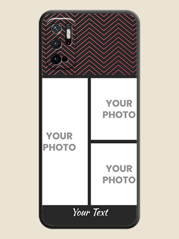 Custom Wave Pattern with 3 Image Holder on Space Black Custom Soft Matte Back Cover - Redmi Note 10T 5G - alternate view
