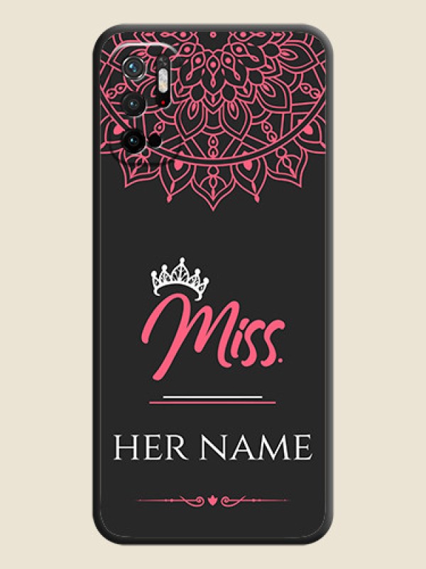 Custom Mrs Name with Floral Design on Space Black Personalized Soft Matte Phone Covers - Redmi Note 10T 5G - alternate view