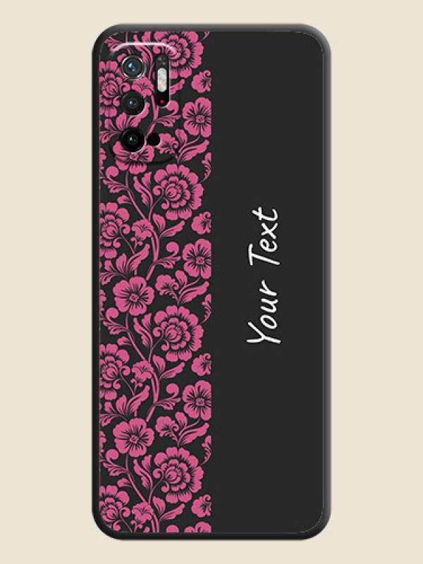 Custom Pink Floral Pattern Design With Custom Text On Space Black Personalized Soft Matte Phone Covers -Xiaomi Redmi Note 10T 5G - alternate view