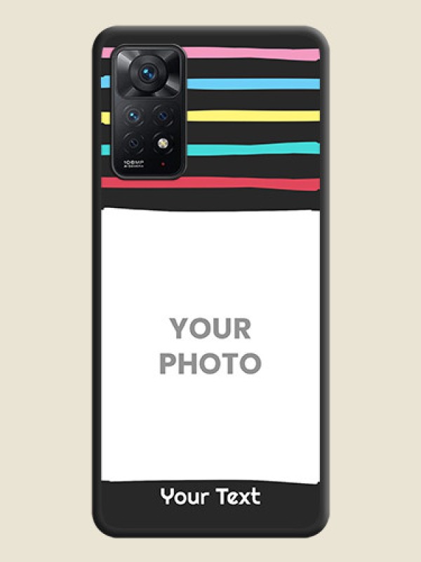 Custom Multicolor Lines with Image on Space Black Personalized Soft Matte Phone Covers - Redmi Note 11 Pro 5G - alternate view