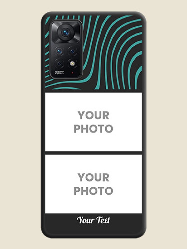 Custom Wave Pattern with 2 Image Holder on Space Black Personalized Soft Matte Phone Covers - Redmi Note 11 Pro 5G - alternate view