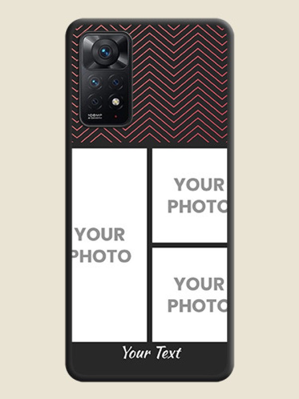 Custom Wave Pattern with 3 Image Holder on Space Black Custom Soft Matte Back Cover - Redmi Note 11 Pro 5G - alternate view