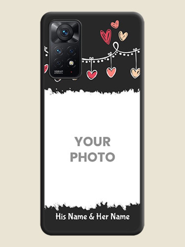 Custom Pink Love Hangings with Name on Space Black Custom Soft Matte Phone Cases - Redmi Note 11 Pro Plus 5G - alternate view