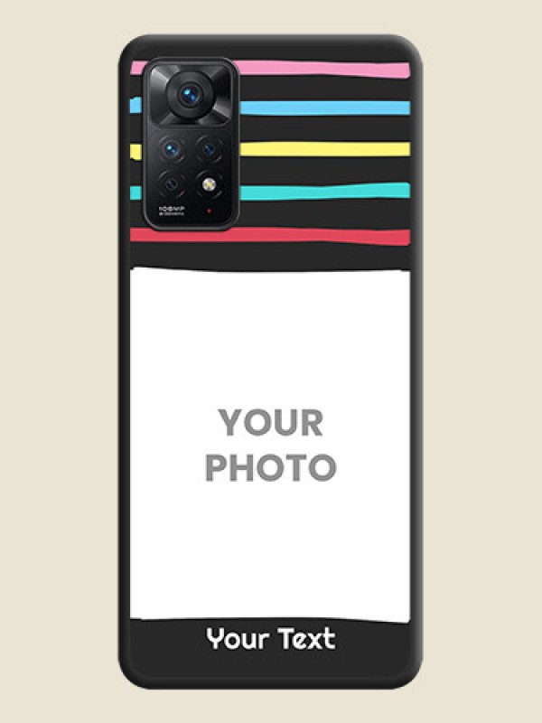 Custom Multicolor Lines with Image on Space Black Personalized Soft Matte Phone Covers - Redmi Note 11 Pro Plus 5G - alternate view