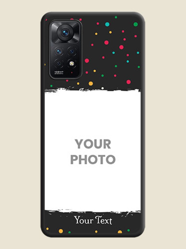 Custom Multicolor Dotted Pattern with Text on Space Black Custom Soft Matte Phone Back Cover - Redmi Note 11 Pro Plus 5G - alternate view