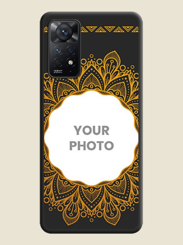 Custom Round Image with Floral Design on Photo on Space Black Soft Matte Mobile Cover - Redmi Note 11 Pro Plus 5G - alternate view