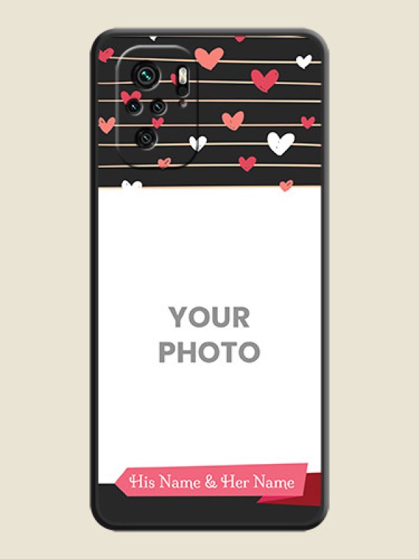 Custom Love Pattern with Name on Pink Ribbon  on Photo on Space Black Soft Matte Back Cover - Redmi Note 11 Se - alternate view