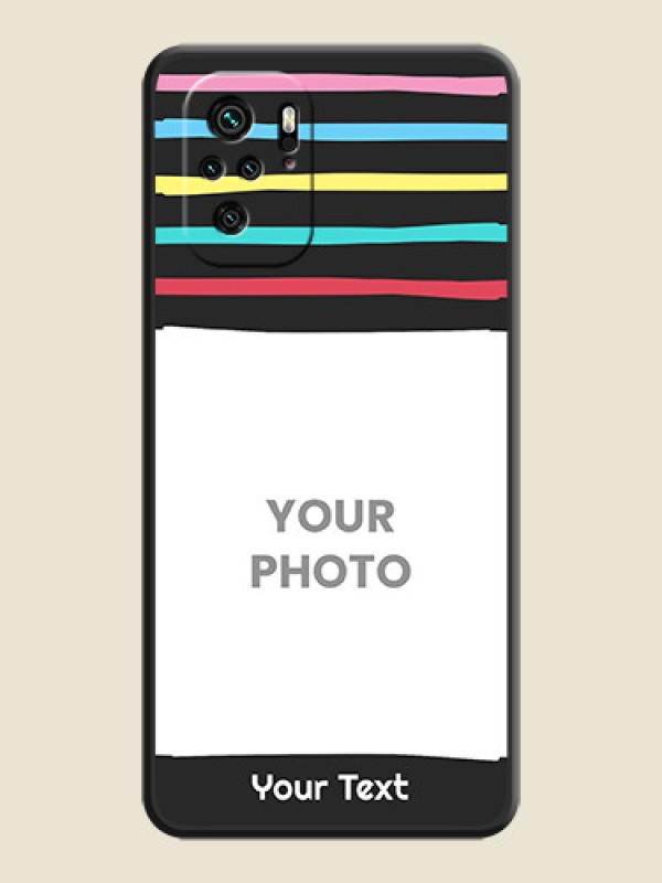 Custom Multicolor Lines with Image on Space Black Personalized Soft Matte Phone Covers - Redmi Note 11 Se - alternate view