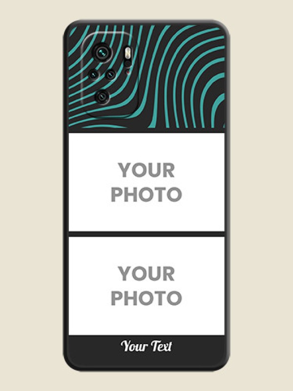 Custom Wave Pattern with 2 Image Holder on Space Black Personalized Soft Matte Phone Covers - Redmi Note 11 Se - alternate view