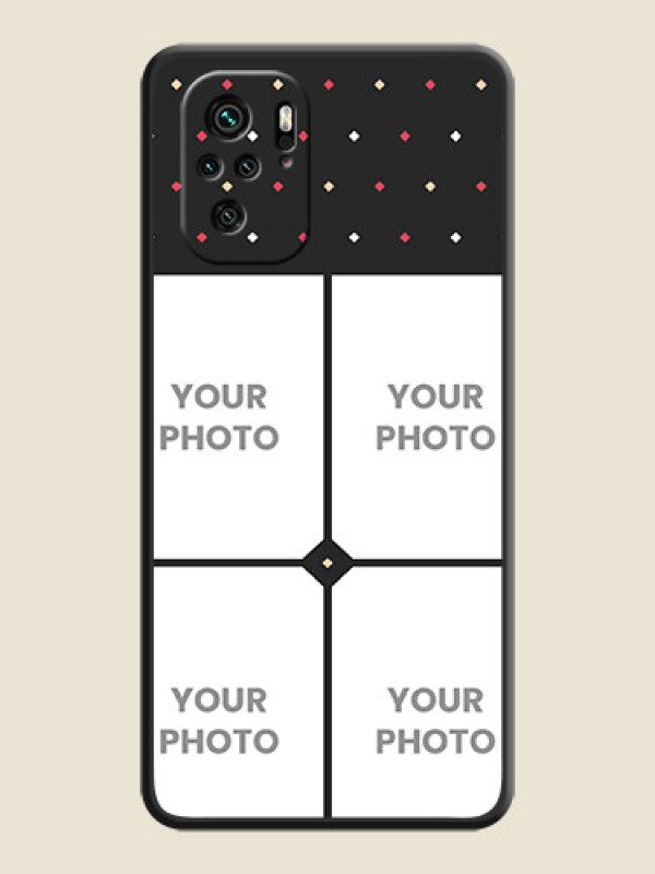 Custom Multicolor Dotted Pattern with 4 Image Holder on Space Black Custom Soft Matte Phone Cases - Redmi Note 11 Se - alternate view