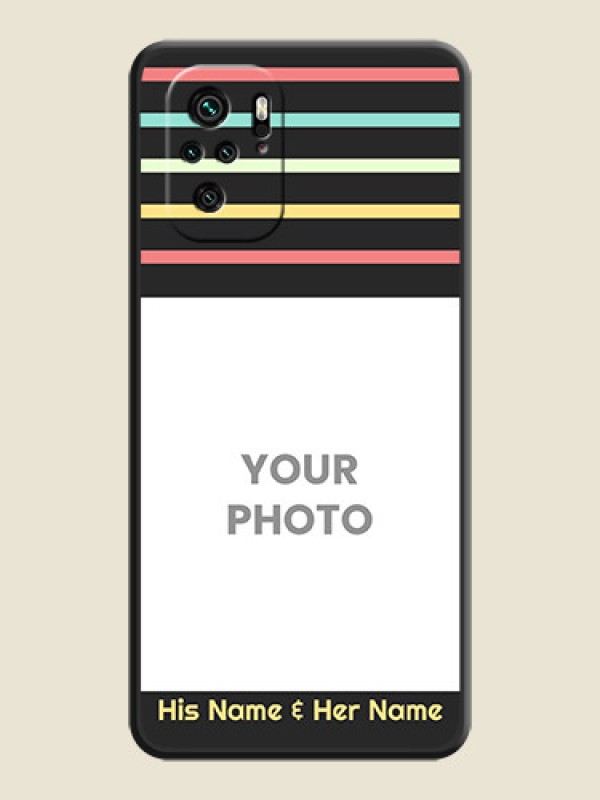 Custom Color Stripes with Photo and Text on Photo on Space Black Soft Matte Mobile Case - Redmi Note 11 Se - alternate view