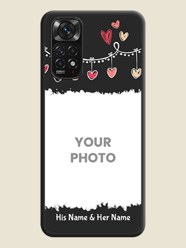 Custom Pink Love Hangings with Name on Space Black Custom Soft Matte Phone Cases - Redmi Note 11 - alternate view