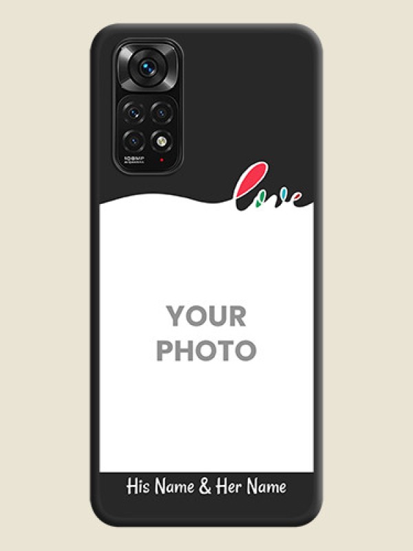 Custom Fall in Love Pattern with Picture on Photo on Space Black Soft Matte Mobile Case - Redmi Note 11 - alternate view