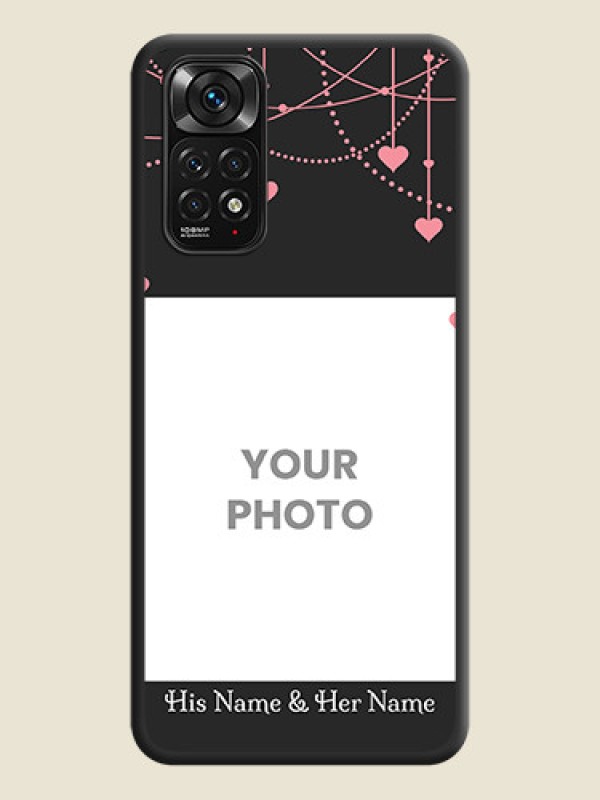 Custom Pink Love Hangings with Text on Space Black Custom Soft Matte Back Cover - Redmi Note 11 - alternate view