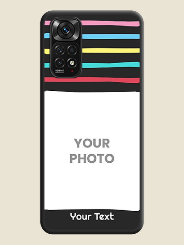 Custom Multicolor Lines with Image on Space Black Personalized Soft Matte Phone Covers - Redmi Note 11 - alternate view