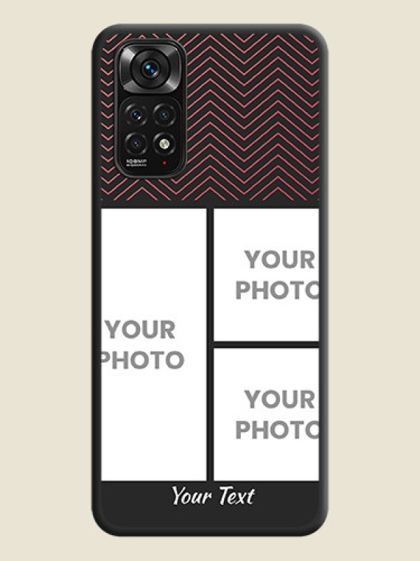 Custom Wave Pattern with 3 Image Holder on Space Black Custom Soft Matte Back Cover - Redmi Note 11 - alternate view