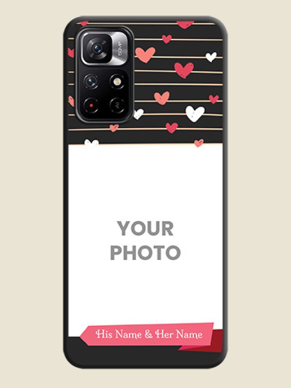 Custom Love Pattern with Name on Pink Ribbon on Photo on Space Black Soft Matte Back Cover - Redmi Note 11T 5G - alternate view