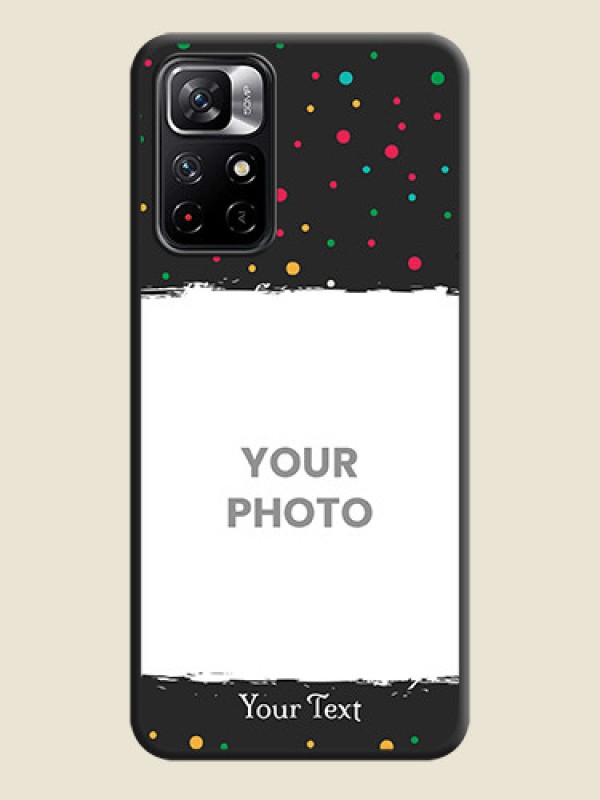 Custom Multicolor Dotted Pattern with Text on Space Black Custom Soft Matte Phone Back Cover - Redmi Note 11T 5G - alternate view