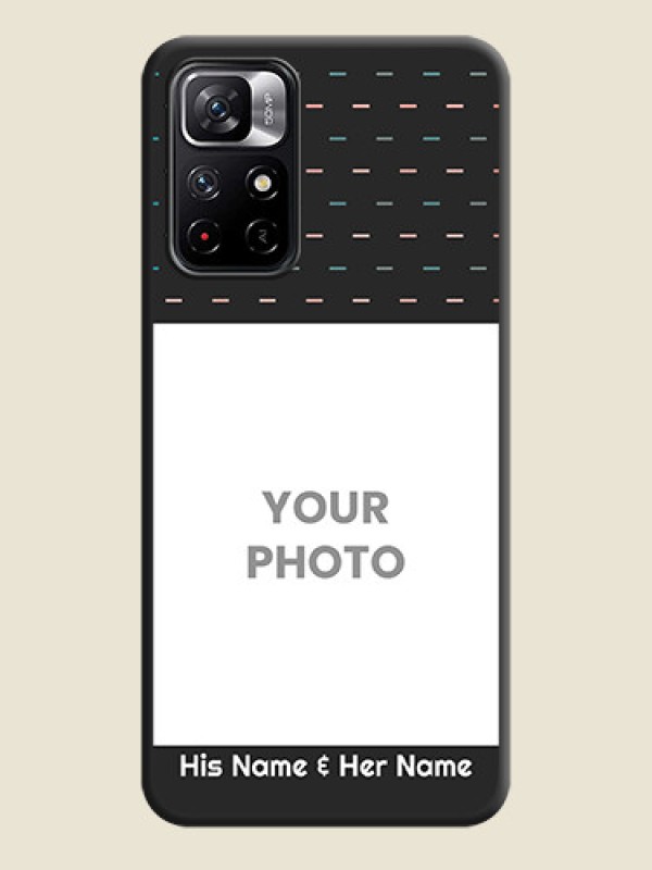 Custom Line Pattern Design with Text on Space Black Custom Soft Matte Phone Back Cover - Redmi Note 11T 5G - alternate view