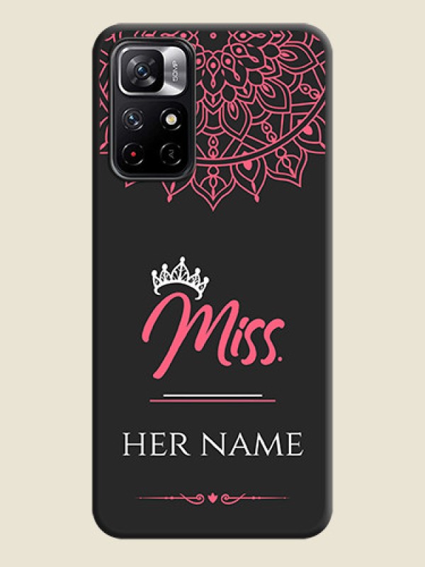Custom Mrs Name with Floral Design on Space Black Personalized Soft Matte Phone Covers - Redmi Note 11T 5G - alternate view