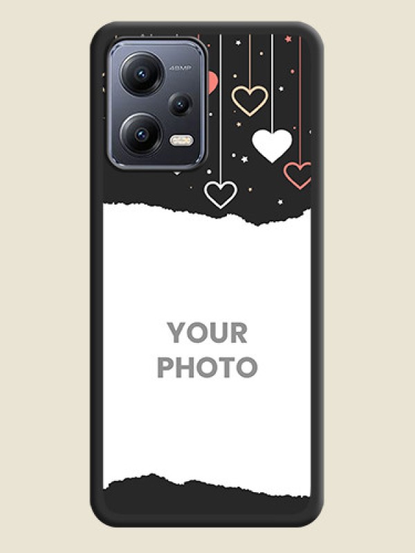 Custom Love Hangings with Splash Wave Picture on Space Black Custom Soft Matte Phone Back Cover - Xiaomi Redmi Note 12 5G - alternate view